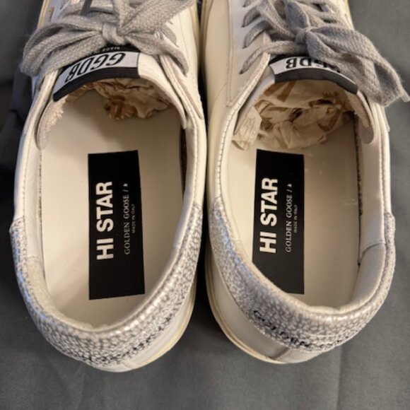 Golden Goose Silver and White Hi Star - Size 40 (9.5 U.S.) - Picture 4 of 8